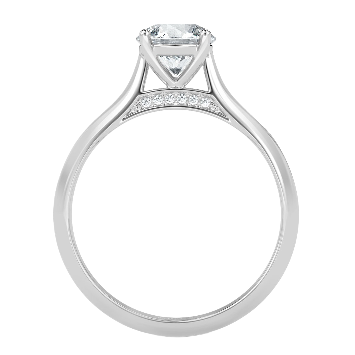 Round Diamond Bridge Solitaire Ring