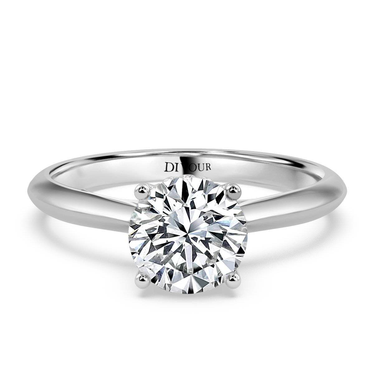 Round Diamond Castle Solitaire Engagement Ring