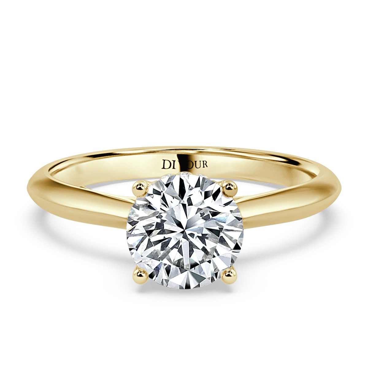 Round Diamond Castle Solitaire Engagement Ring