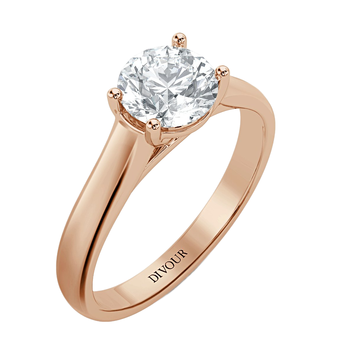 Interlace Round Diamond Solitaire Ring