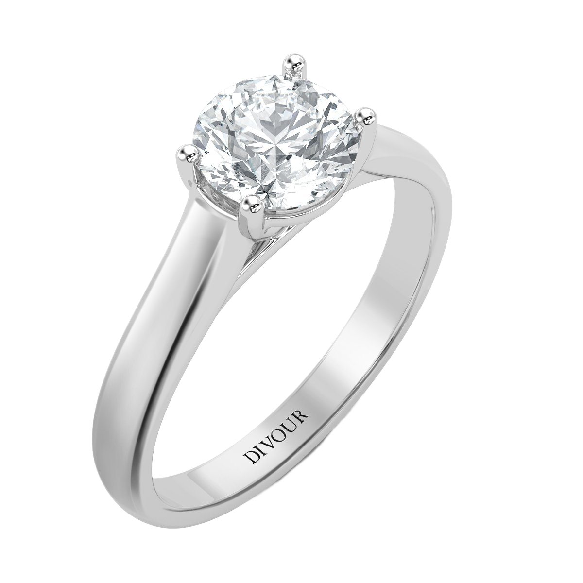 Interlace Round Diamond Solitaire Ring