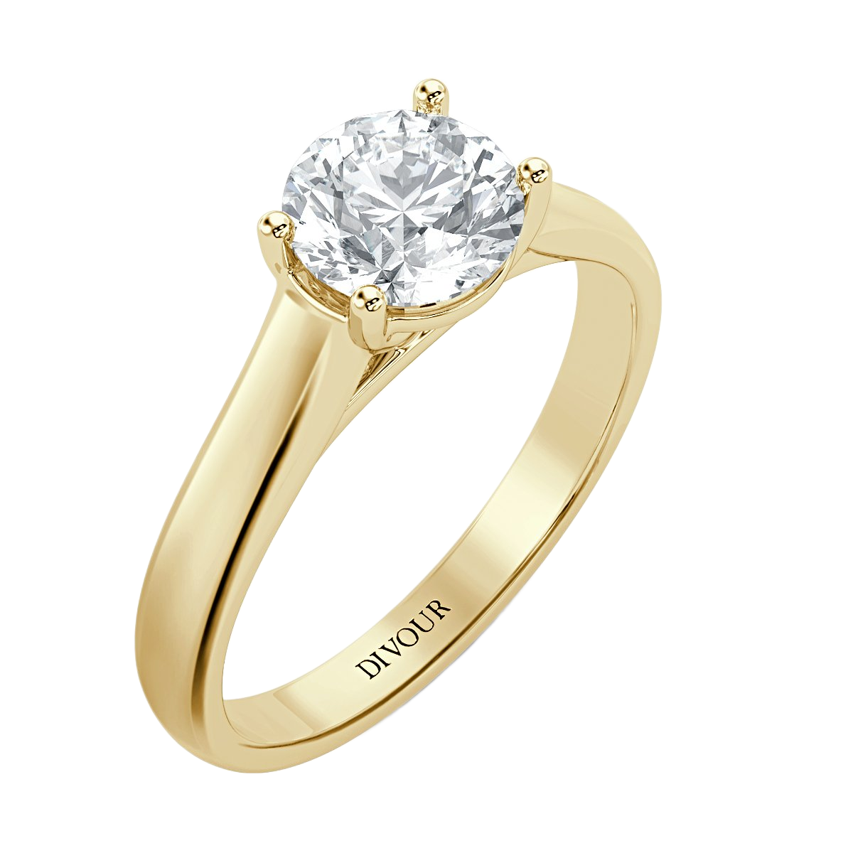Interlace Round Diamond Solitaire Ring