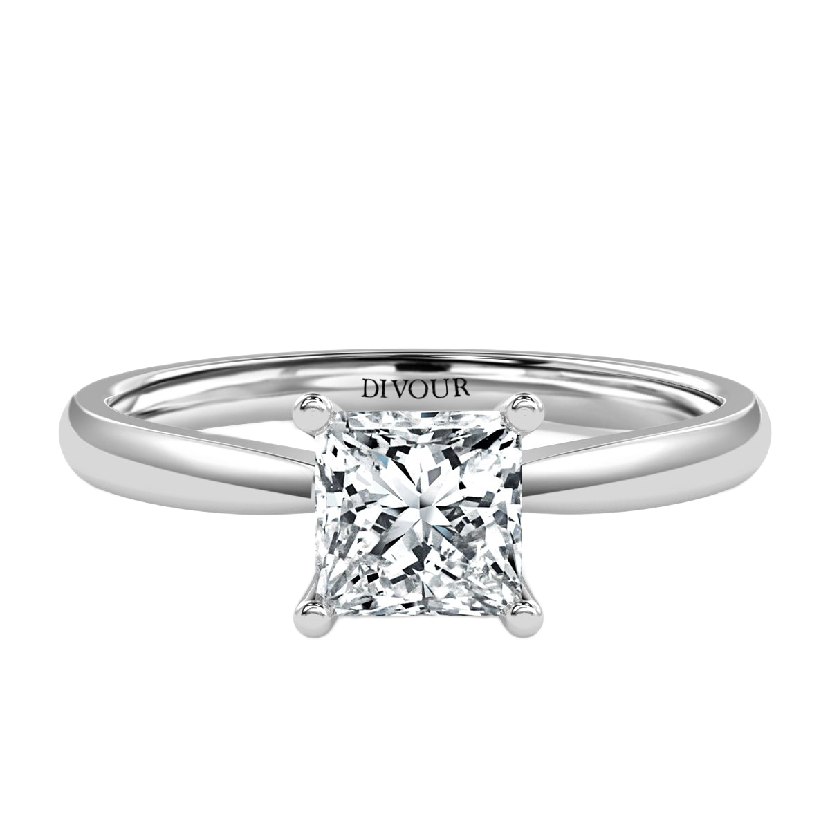 Traditional Taper Band Princess  Diamond Solitaire  Ring