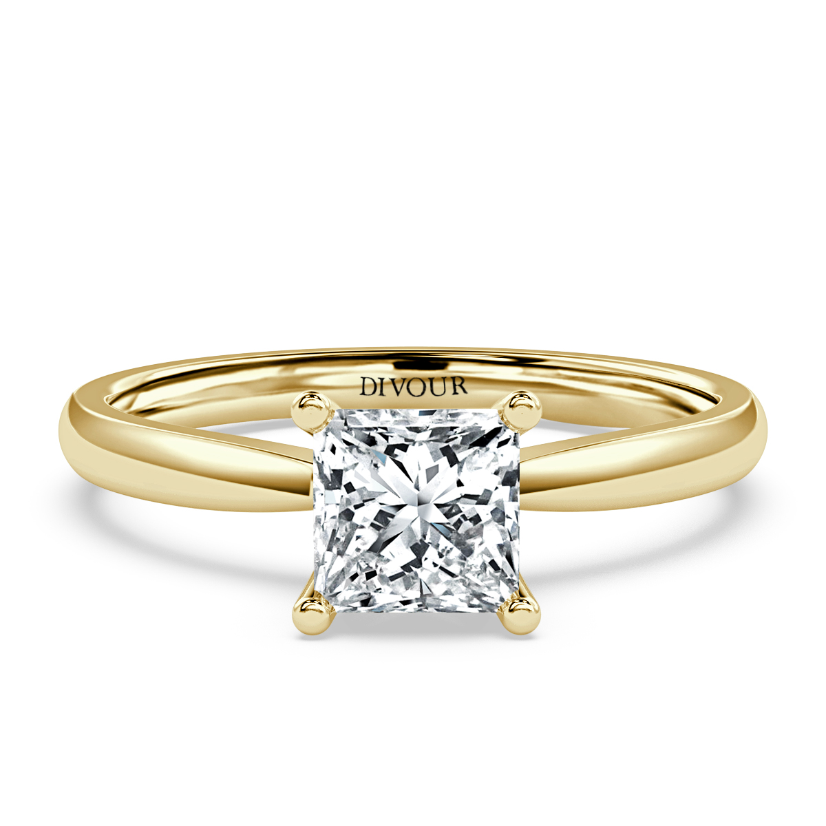 Traditional Taper Band Princess  Diamond Solitaire  Ring