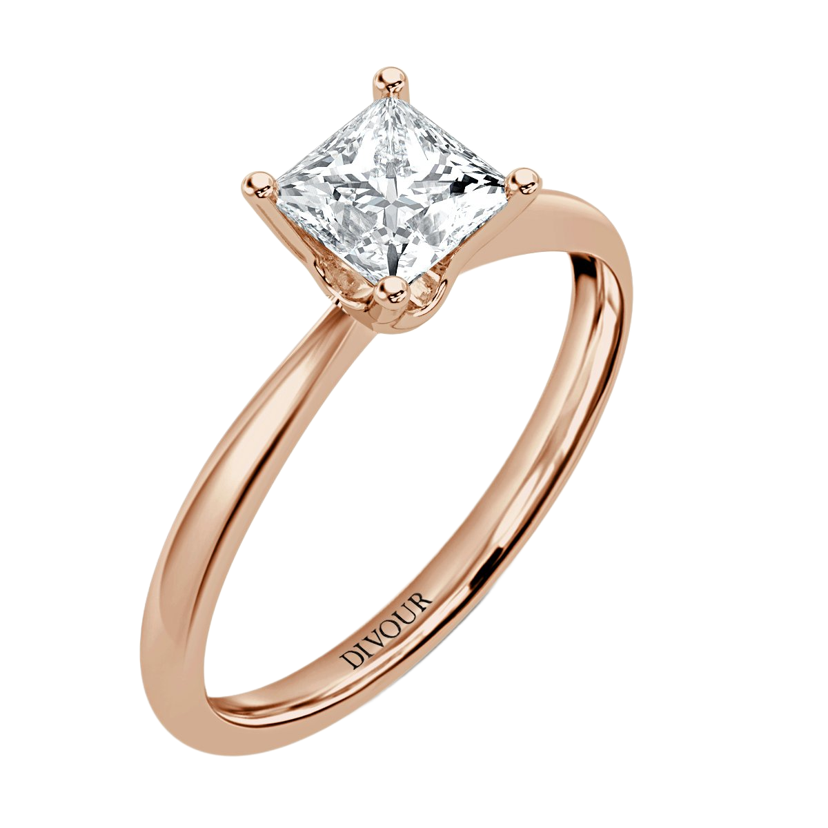 Traditional Taper Band Princess  Diamond Solitaire  Ring