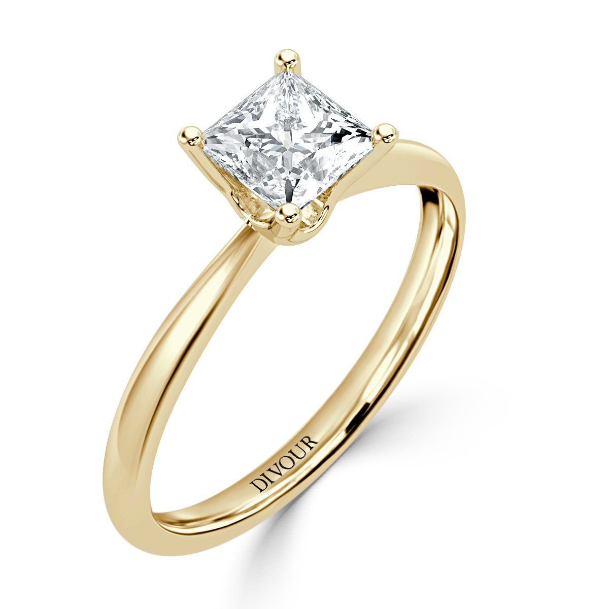 Traditional Taper Band Princess  Diamond Solitaire  Ring