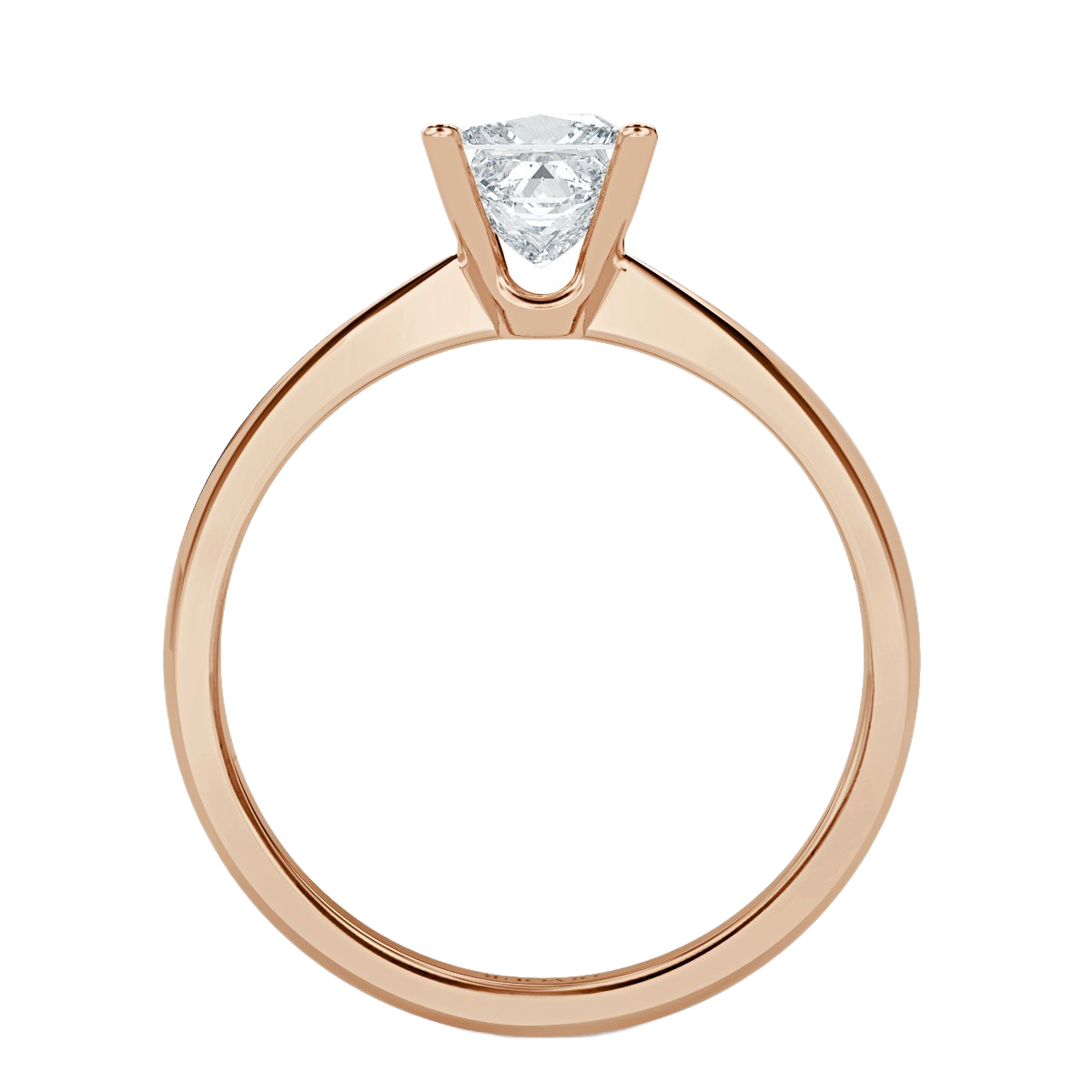 Traditional Taper Band Princess  Diamond Solitaire  Ring