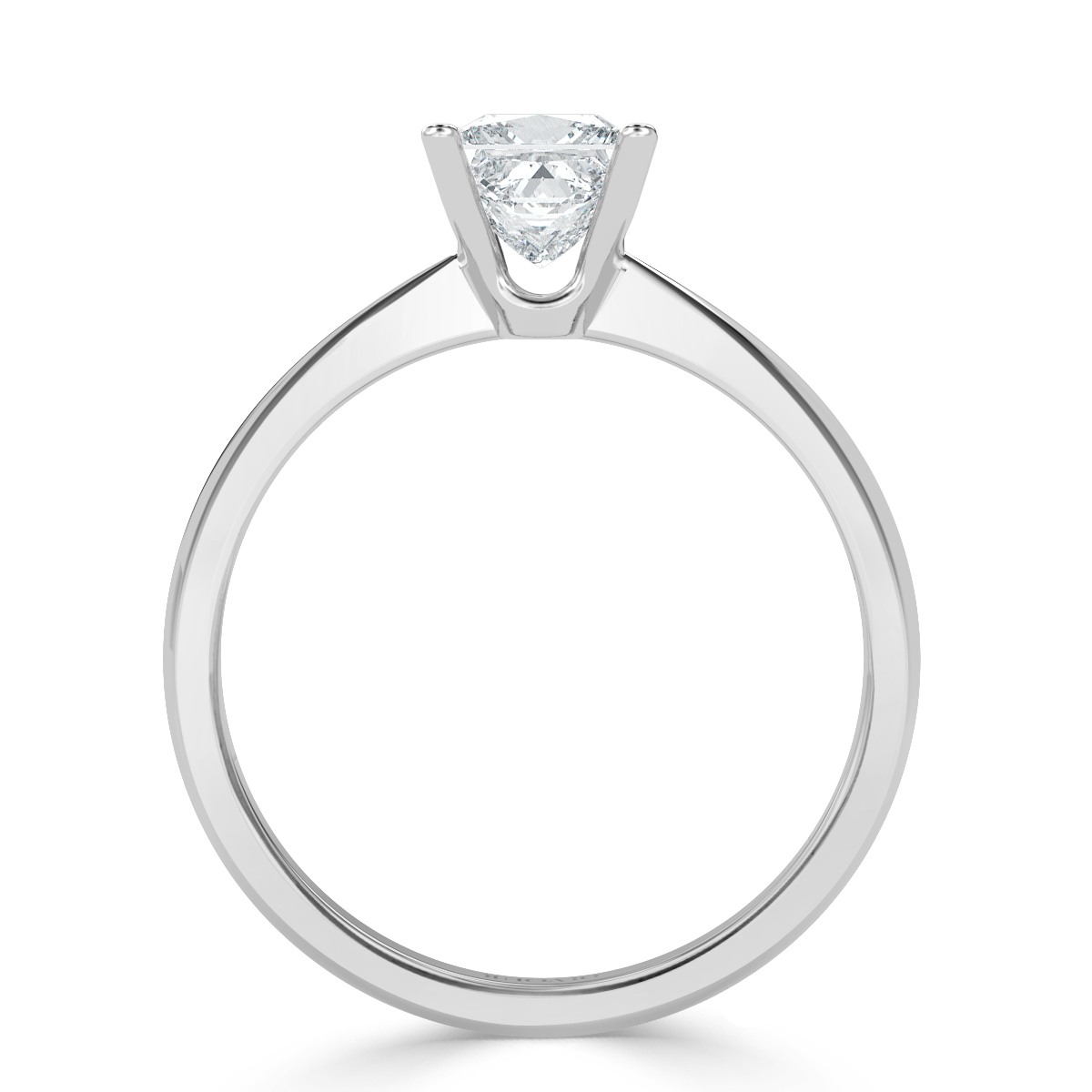 Traditional Taper Band Princess  Diamond Solitaire  Ring