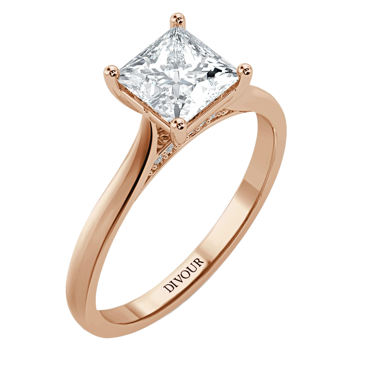 Princess Diamond Bridge  Solitaire  Ring
