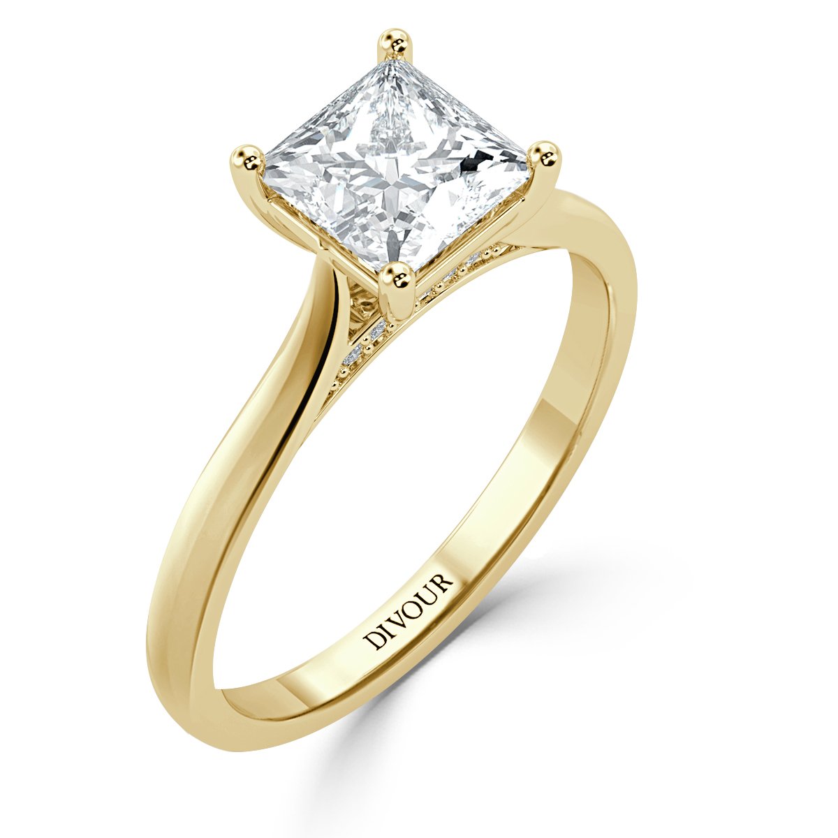 Princess Diamond Bridge  Solitaire  Ring