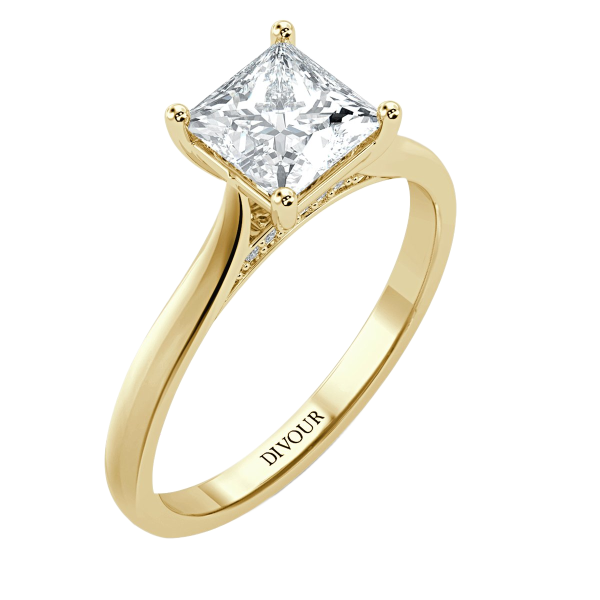 Princess Diamond Bridge  Solitaire  Ring