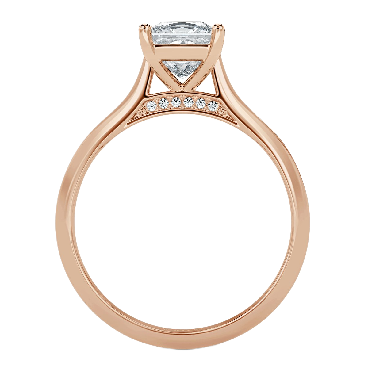 Princess Diamond Bridge  Solitaire  Ring