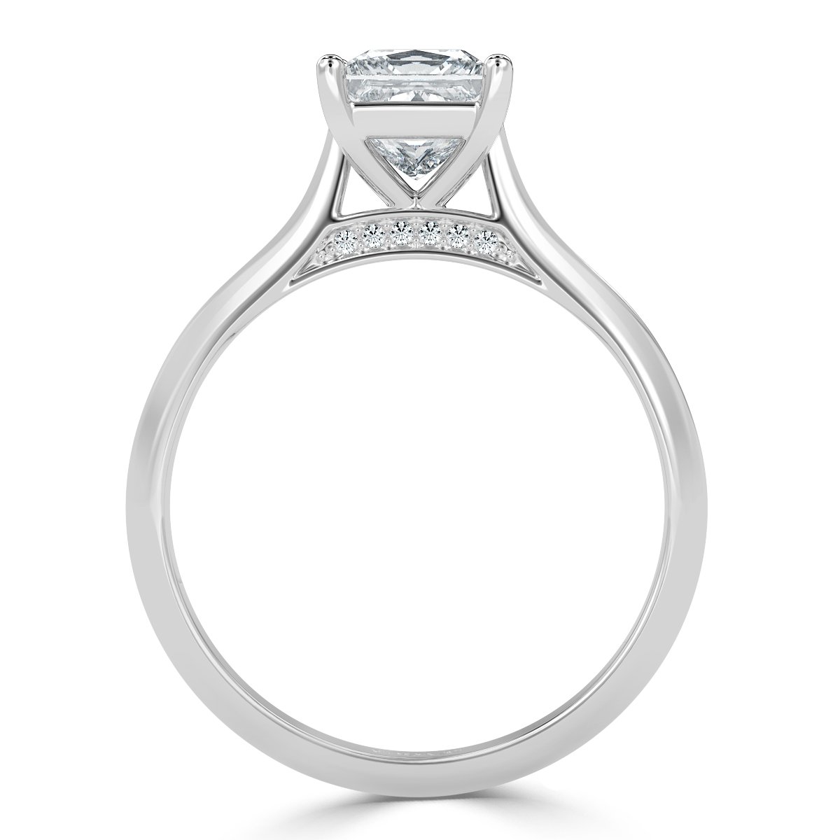 Princess Diamond Bridge  Solitaire  Ring