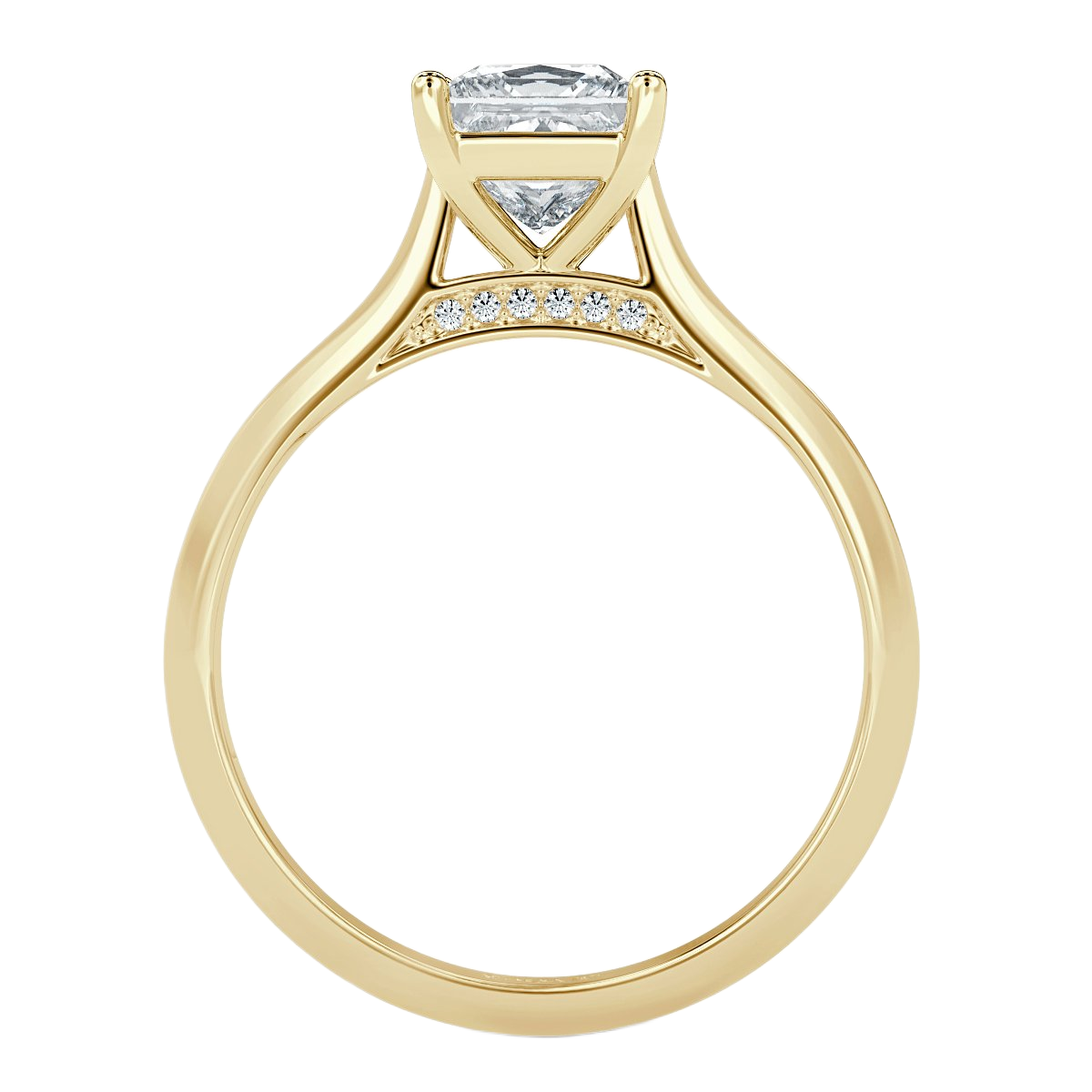 Princess Diamond Bridge  Solitaire  Ring
