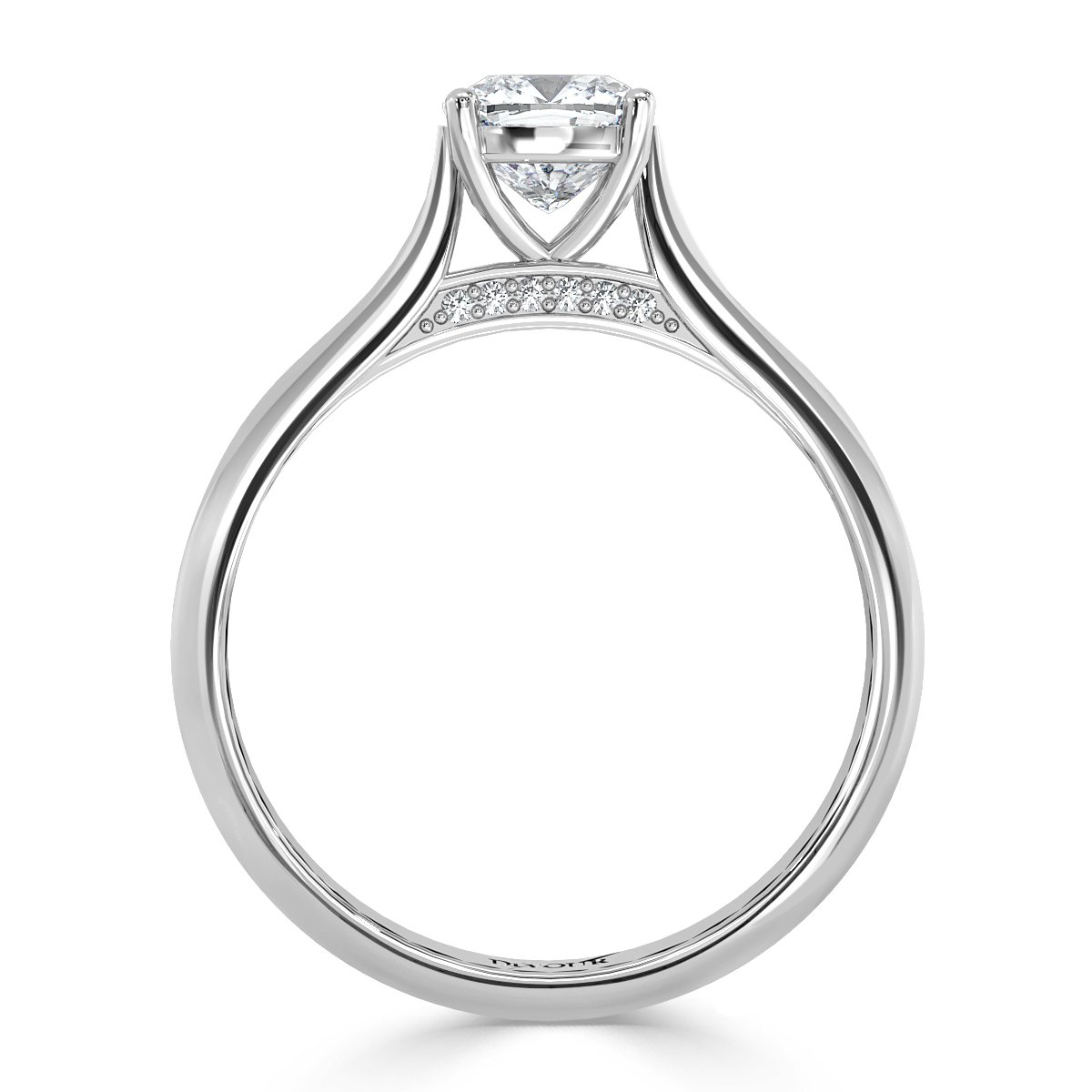 Cushion Diamond Bridge Solitaire Ring