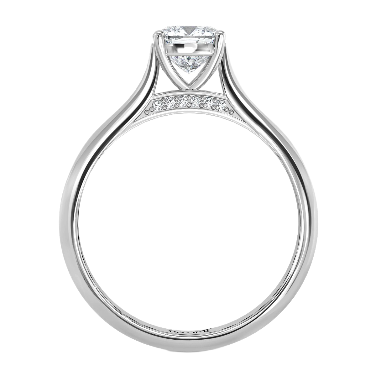 Cushion Diamond Bridge Solitaire Ring