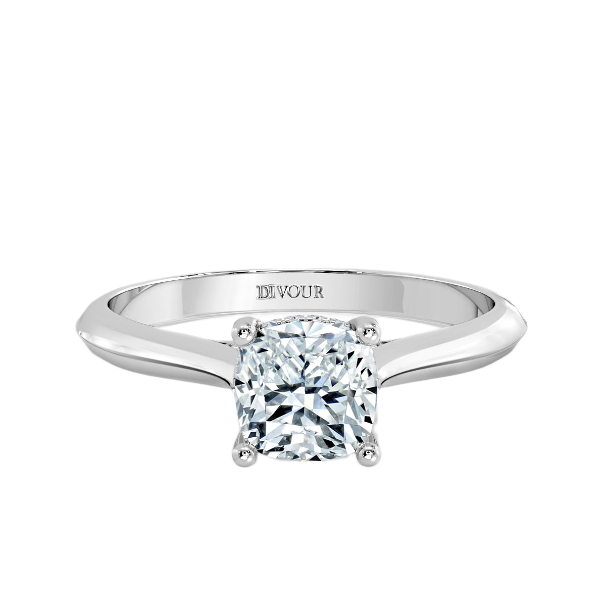 Cushion Diamond Castle  Solitaire Ring