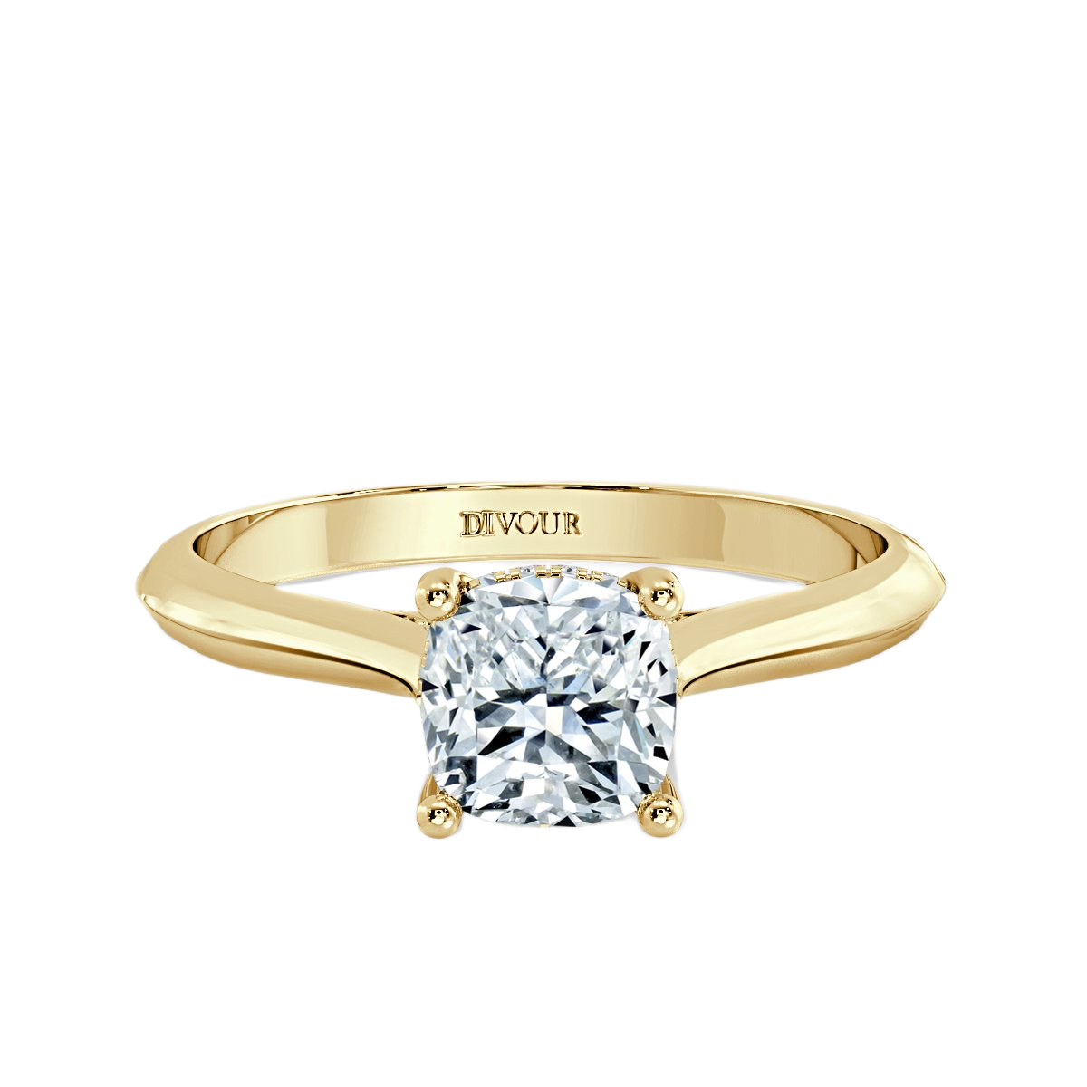 Cushion Diamond Castle  Solitaire Ring