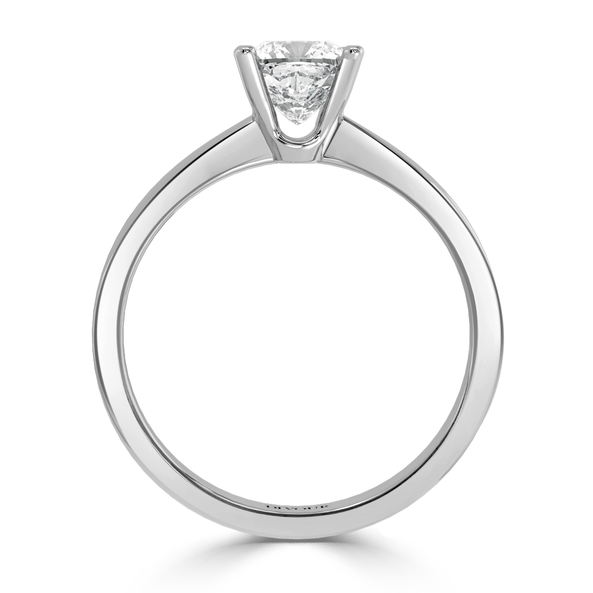 Tapered Band Cushion Diamond Solitaire Ring