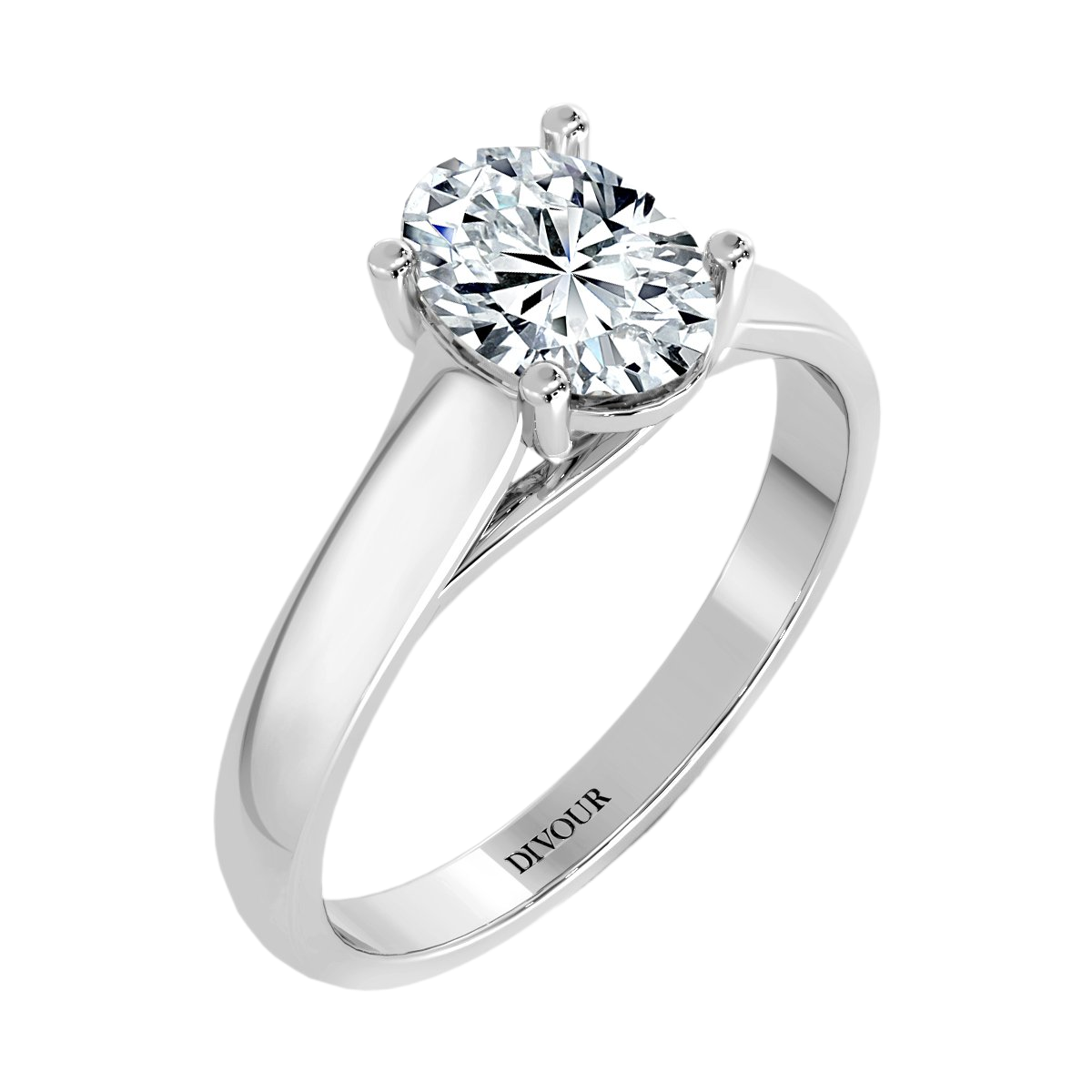 Interlace Oval  Diamond Solitaire Ring