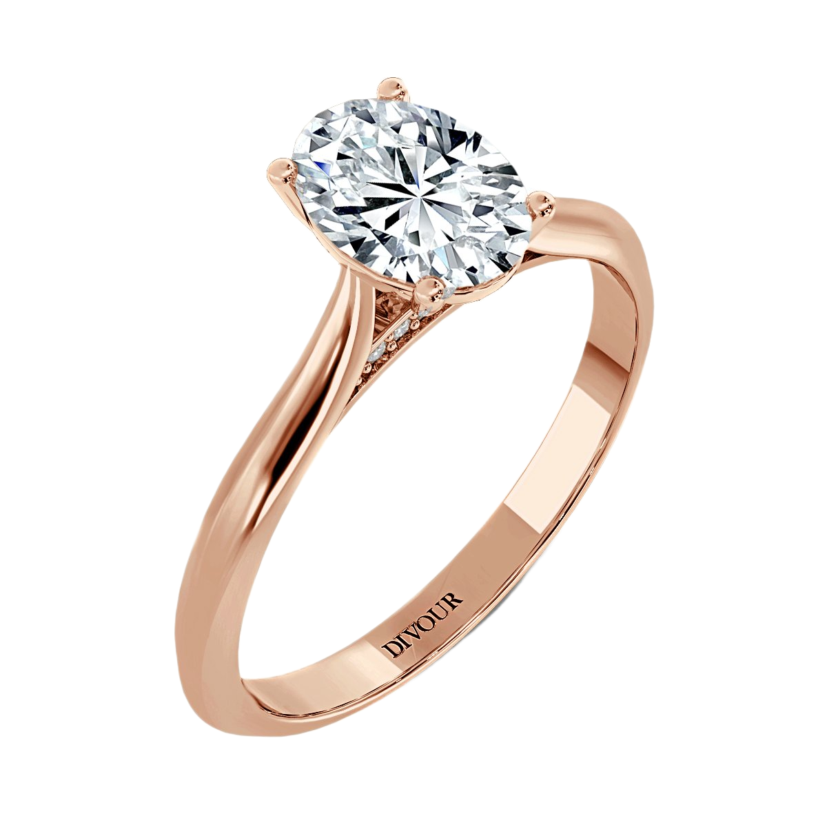 Oval Diamond Bridge Solitaire Ring