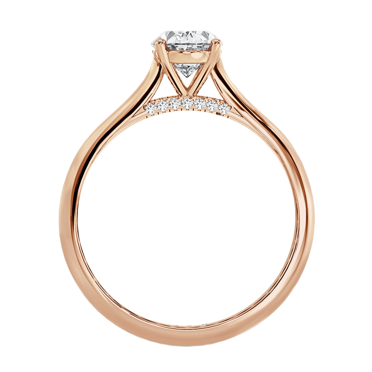 Oval Diamond Bridge Solitaire Ring