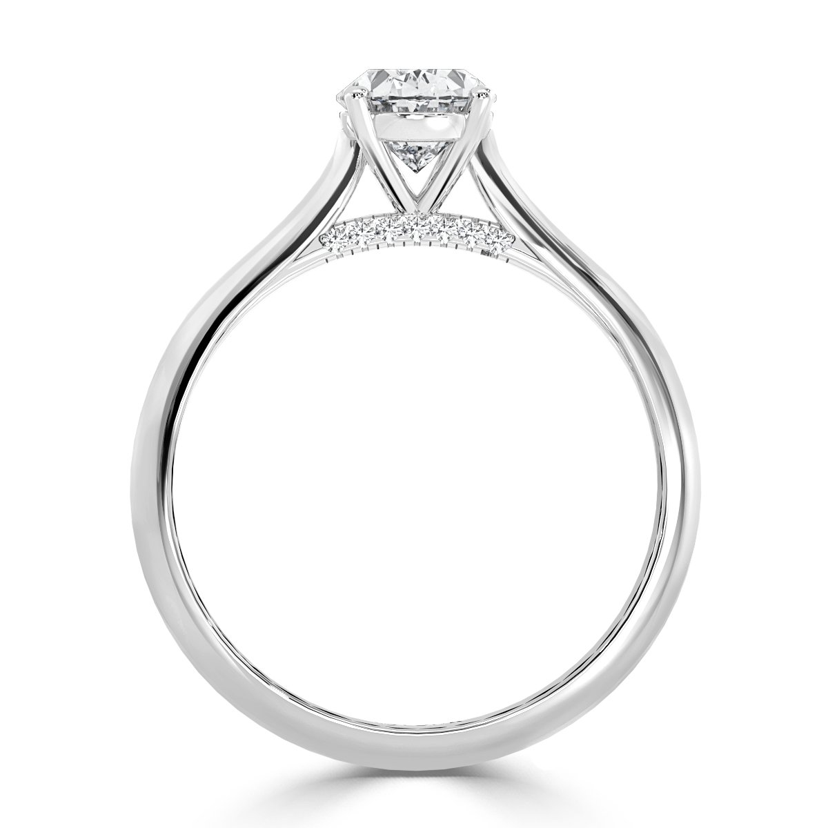 Oval Diamond Bridge Solitaire Ring