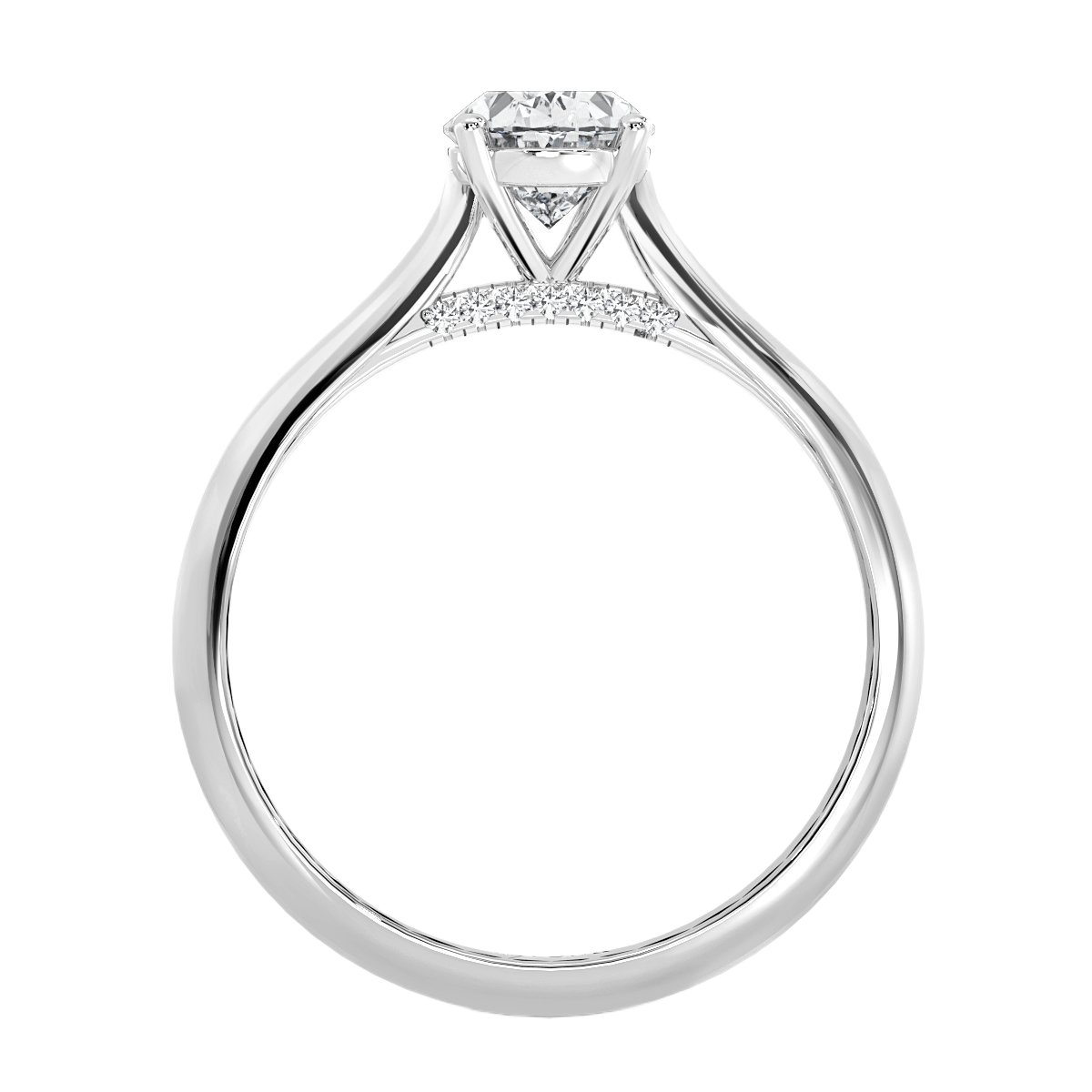 Oval Diamond Bridge Solitaire Ring
