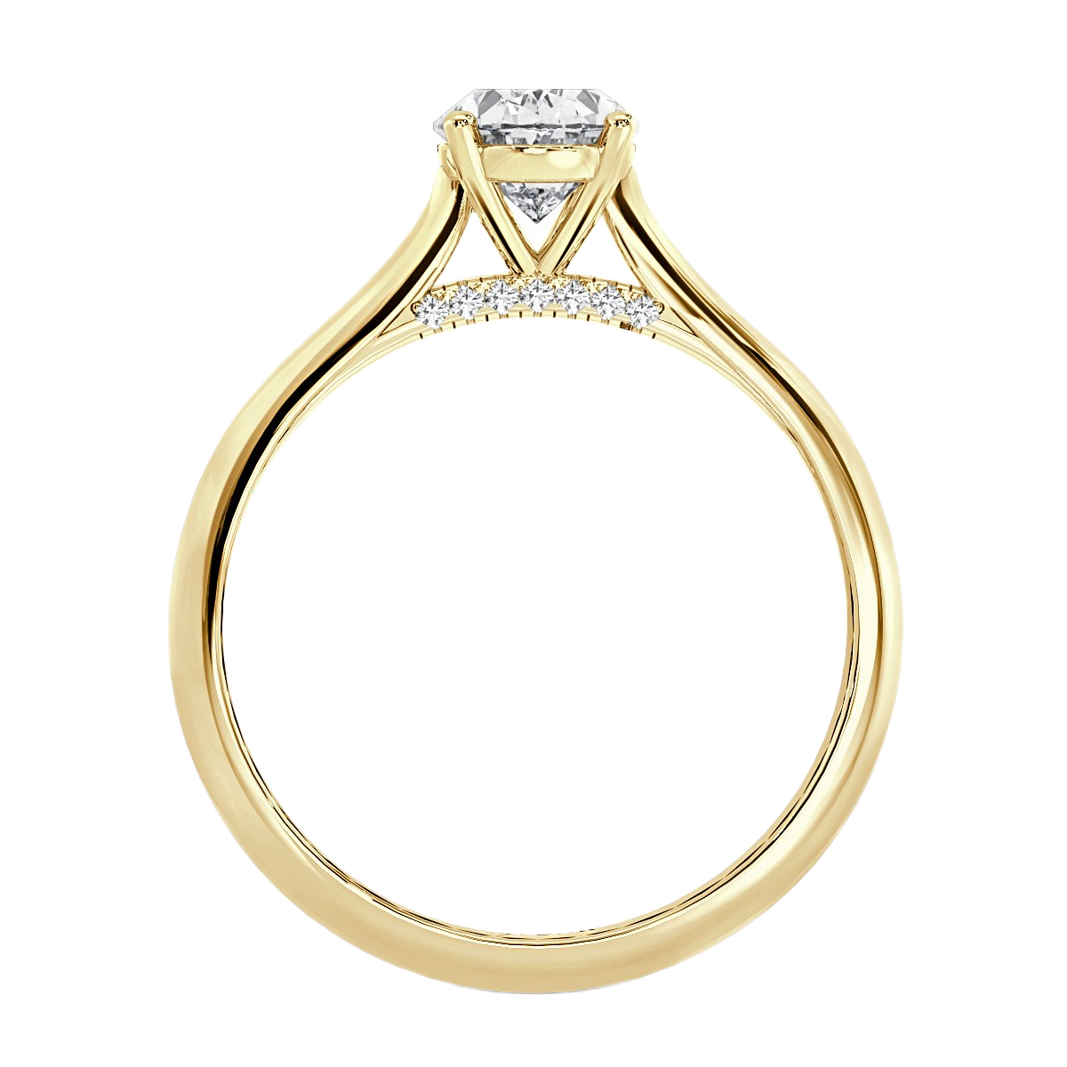 Oval Diamond Bridge Solitaire Ring