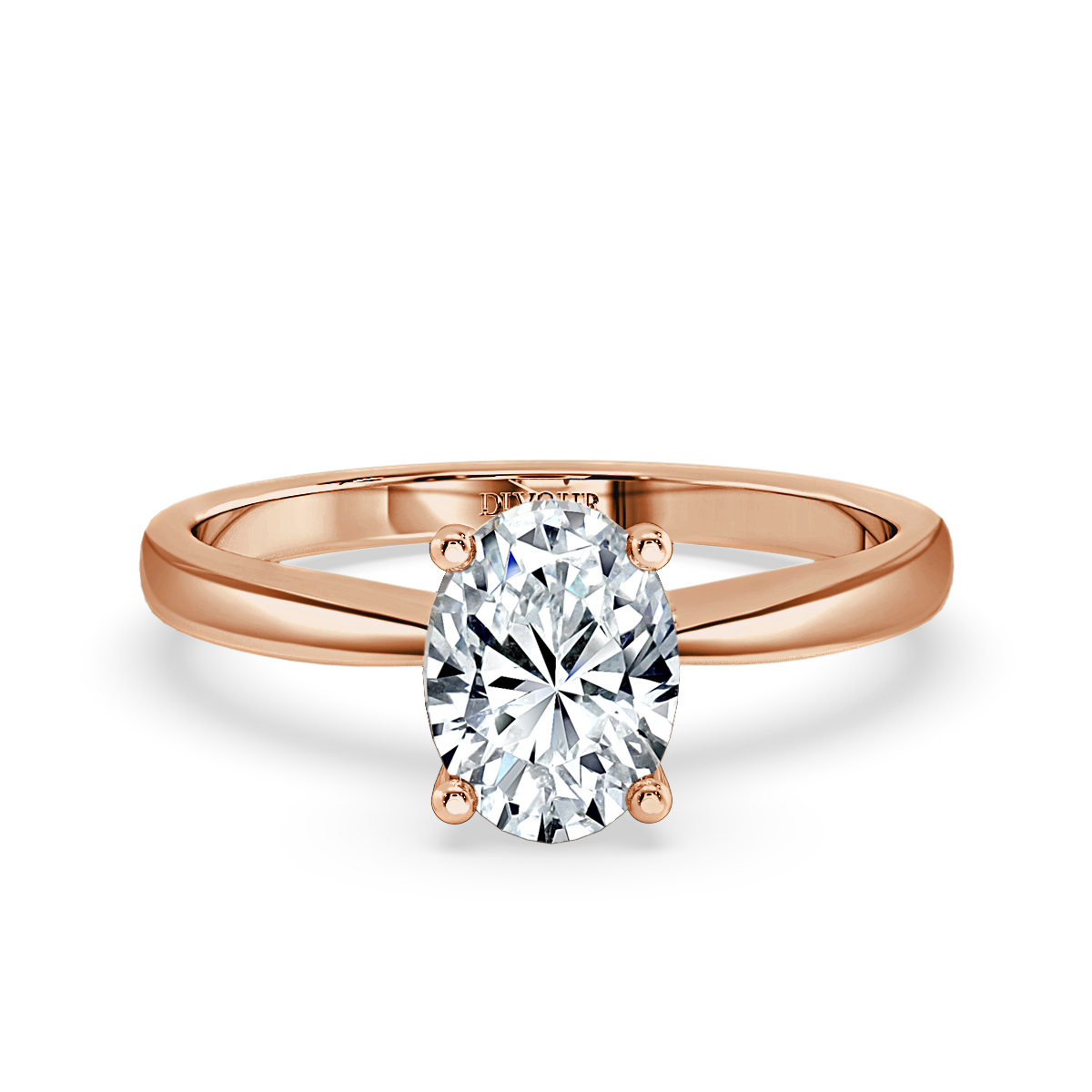 Tapered Band Oval Diamond Solitaire Ring
