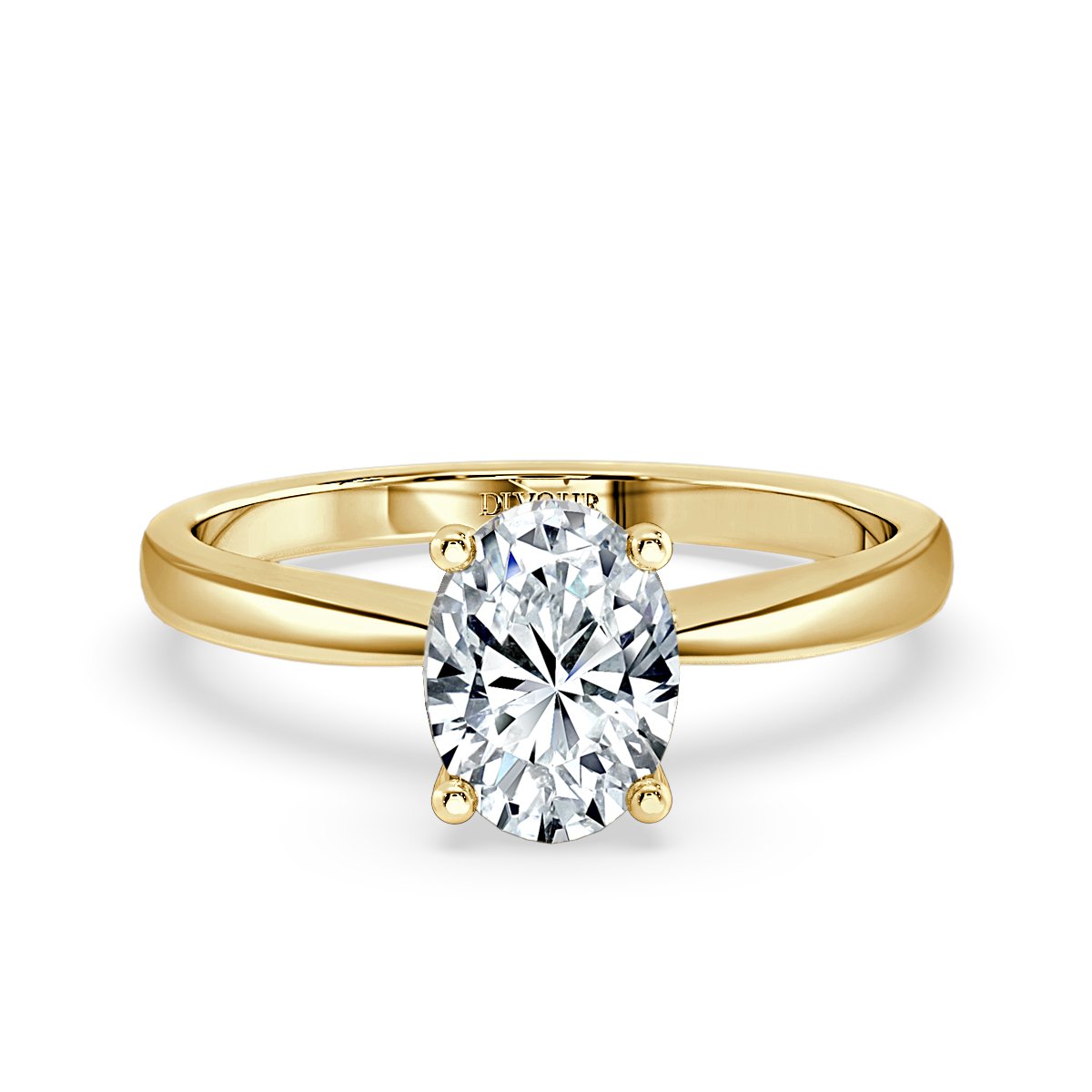 Tapered Band Oval Diamond Solitaire Ring