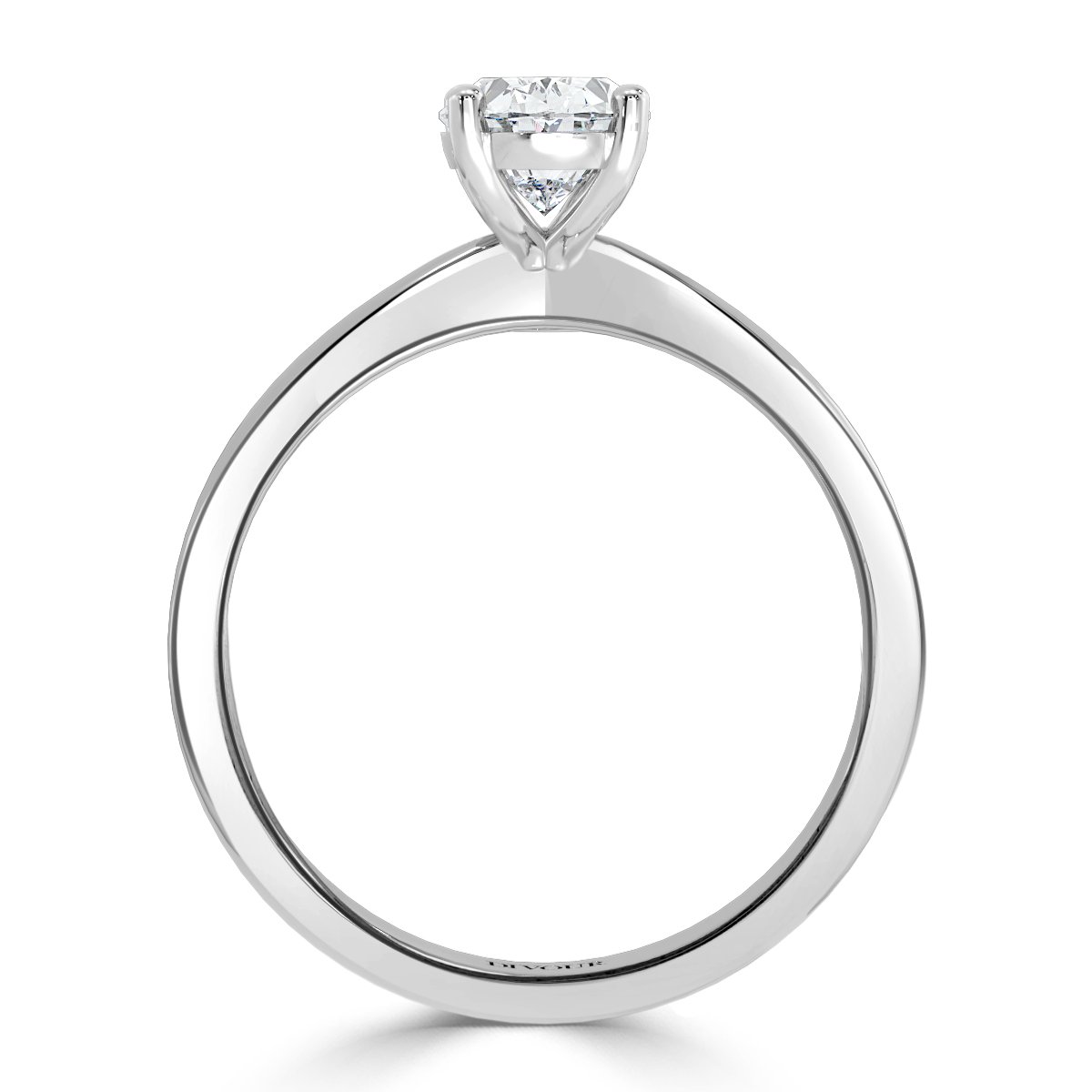 Tapered Band Oval Diamond Solitaire Ring
