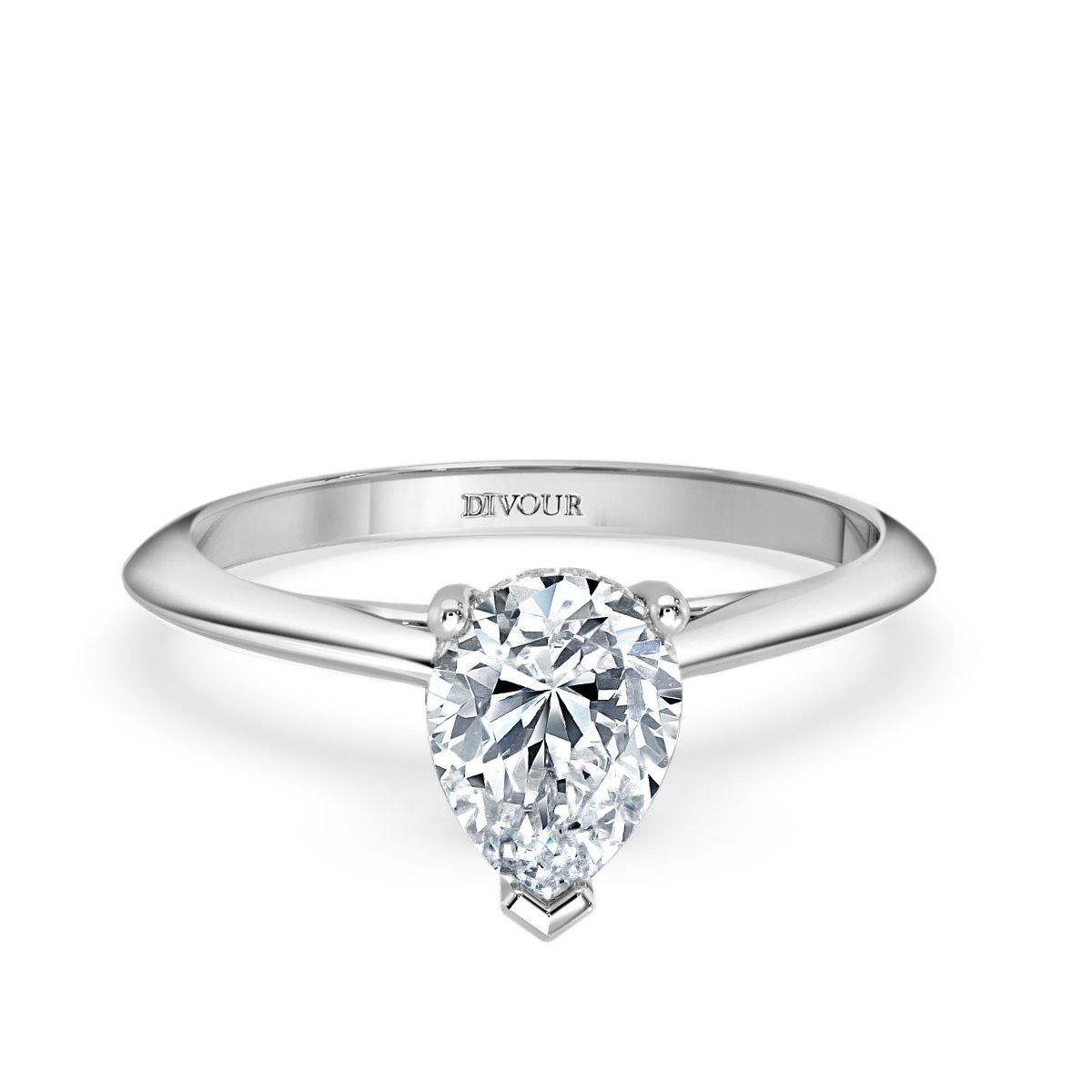 Pear Diamond Castle  Solitaire Ring