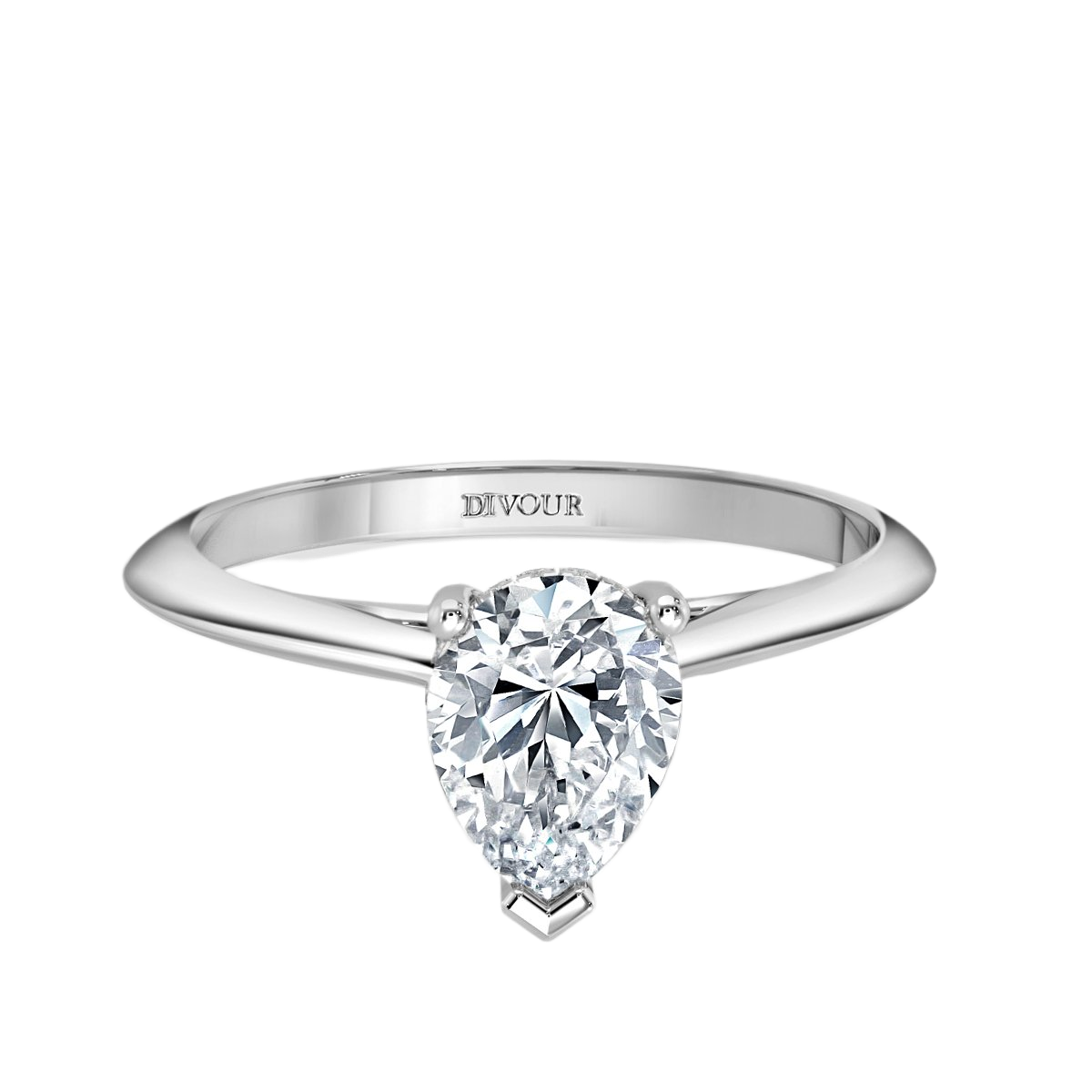 Pear Diamond Castle  Solitaire Ring