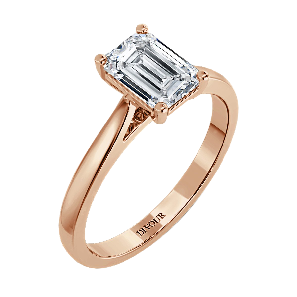 Classic Emerald Diamond Solitaire Ring