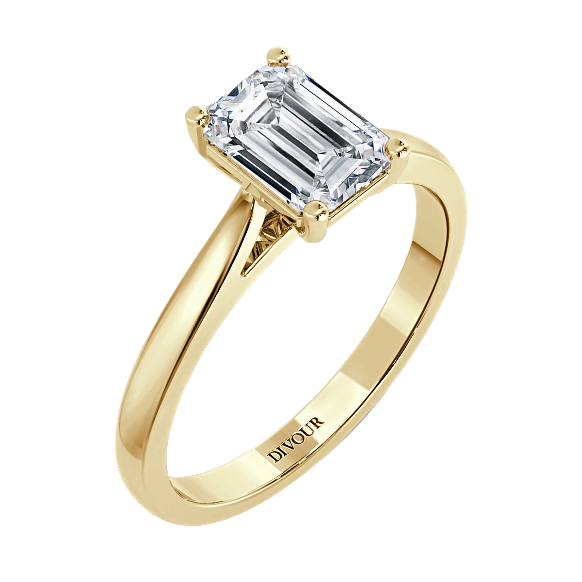 Classic Emerald Diamond Solitaire Ring