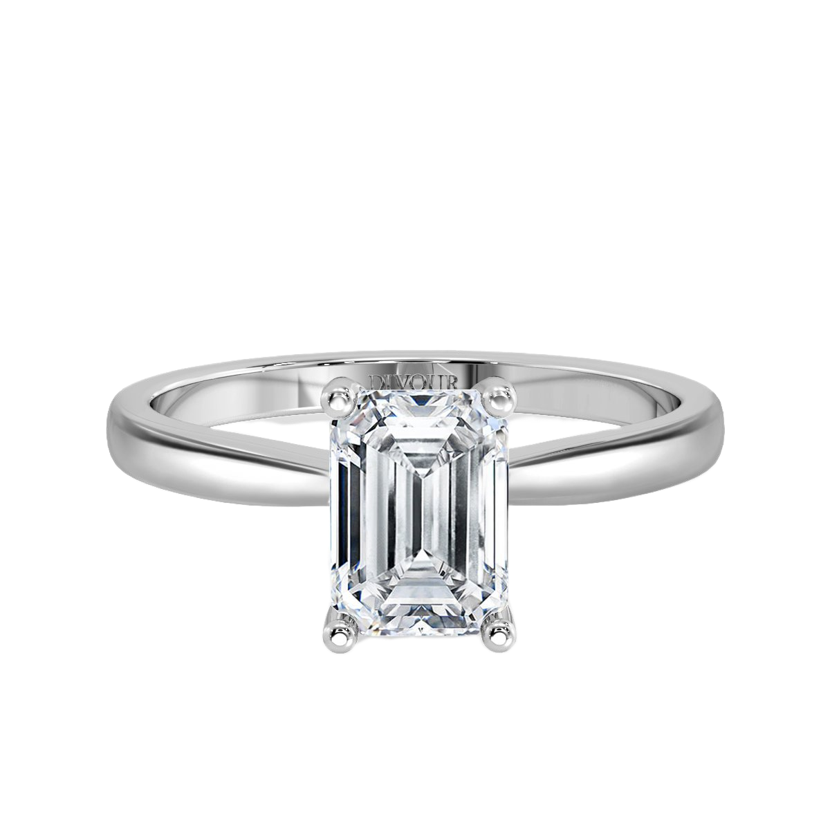 Traditonal Emerald Cut Diamond Solitaire Ring