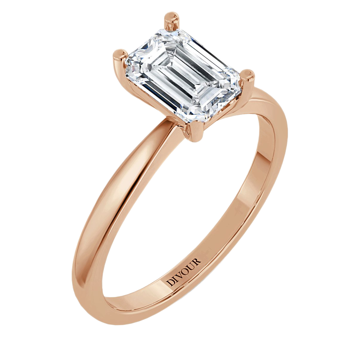 Traditonal Emerald Cut Diamond Solitaire Ring
