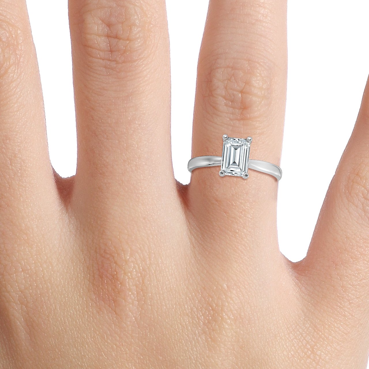 Traditonal Emerald Cut Diamond Solitaire Ring
