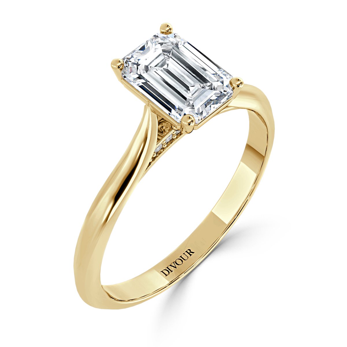 Emerald Diamond Bridge Solitaire Ring
