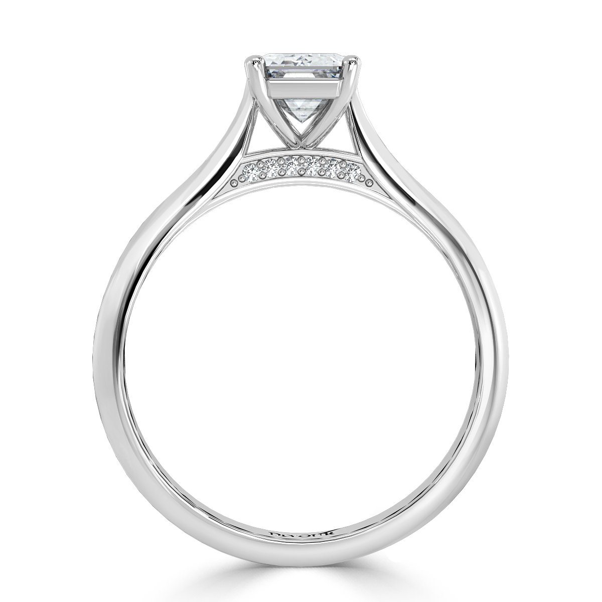 Emerald Diamond Bridge Solitaire Ring