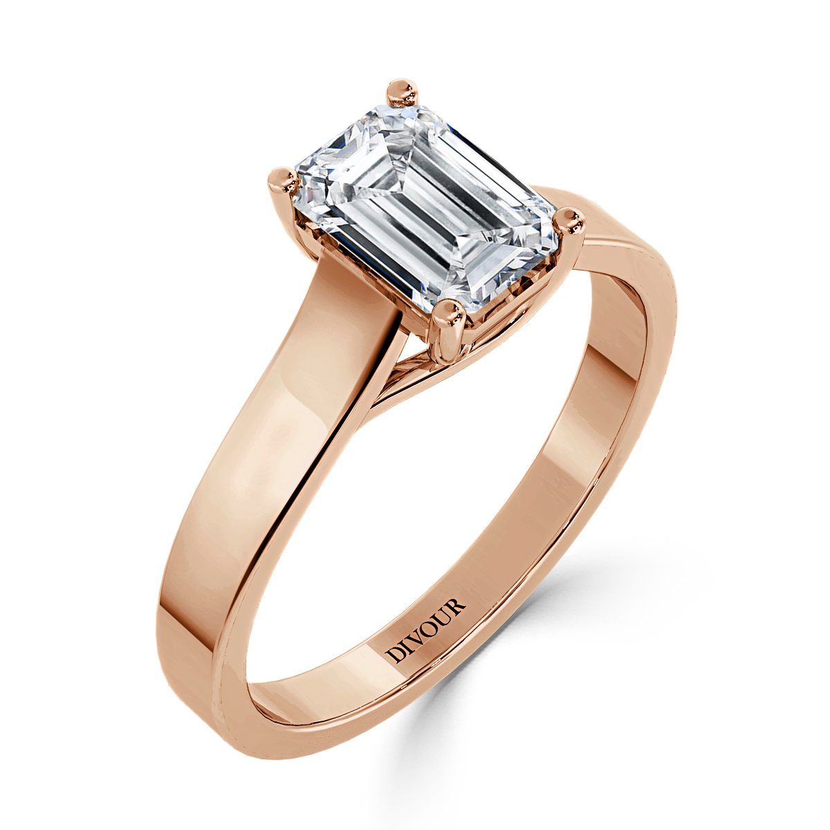 Emerald  Diamond Castle  Solitaire Ring