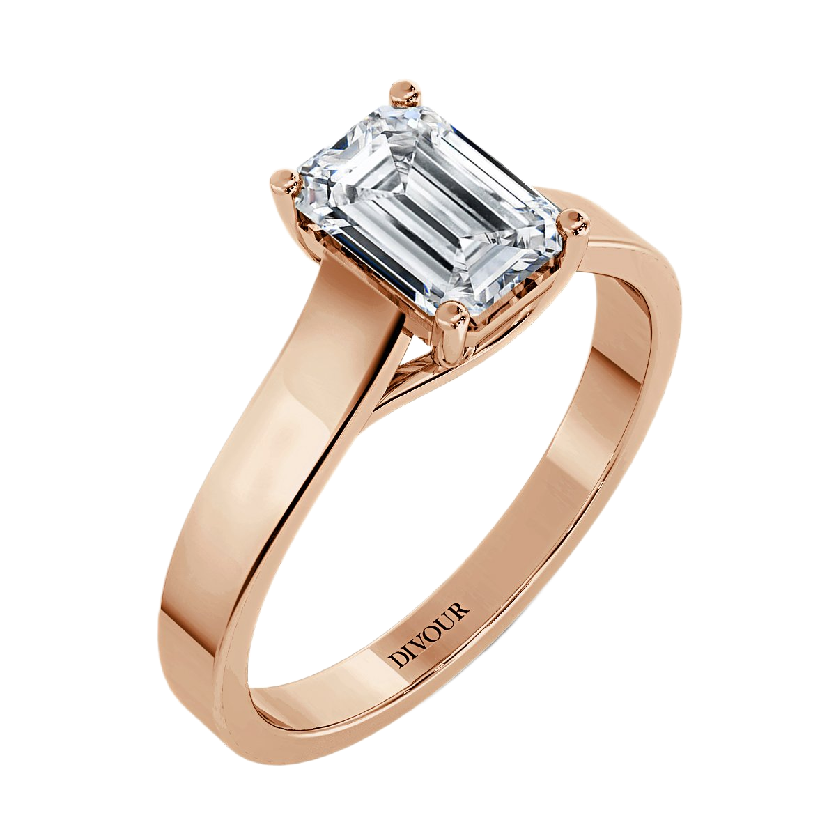 Emerald  Diamond Castle  Solitaire Ring