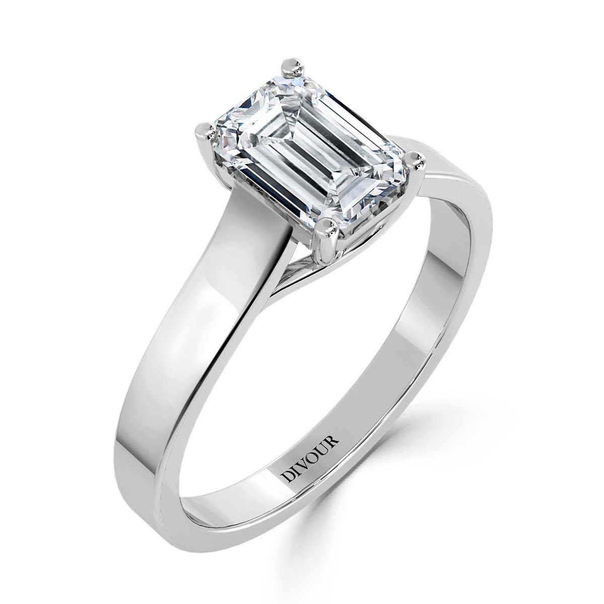 Emerald  Diamond Castle  Solitaire Ring