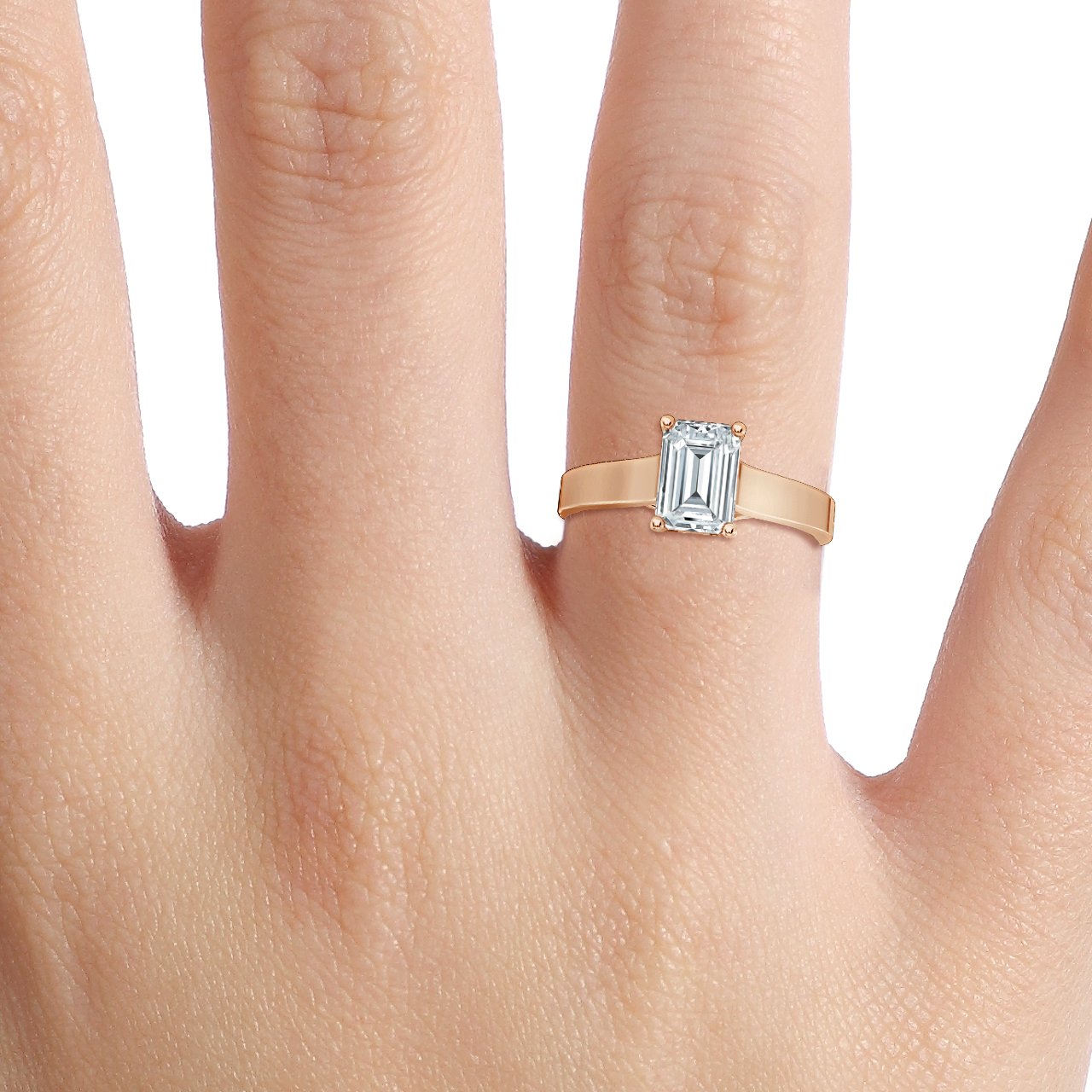 Emerald  Diamond Castle  Solitaire Ring