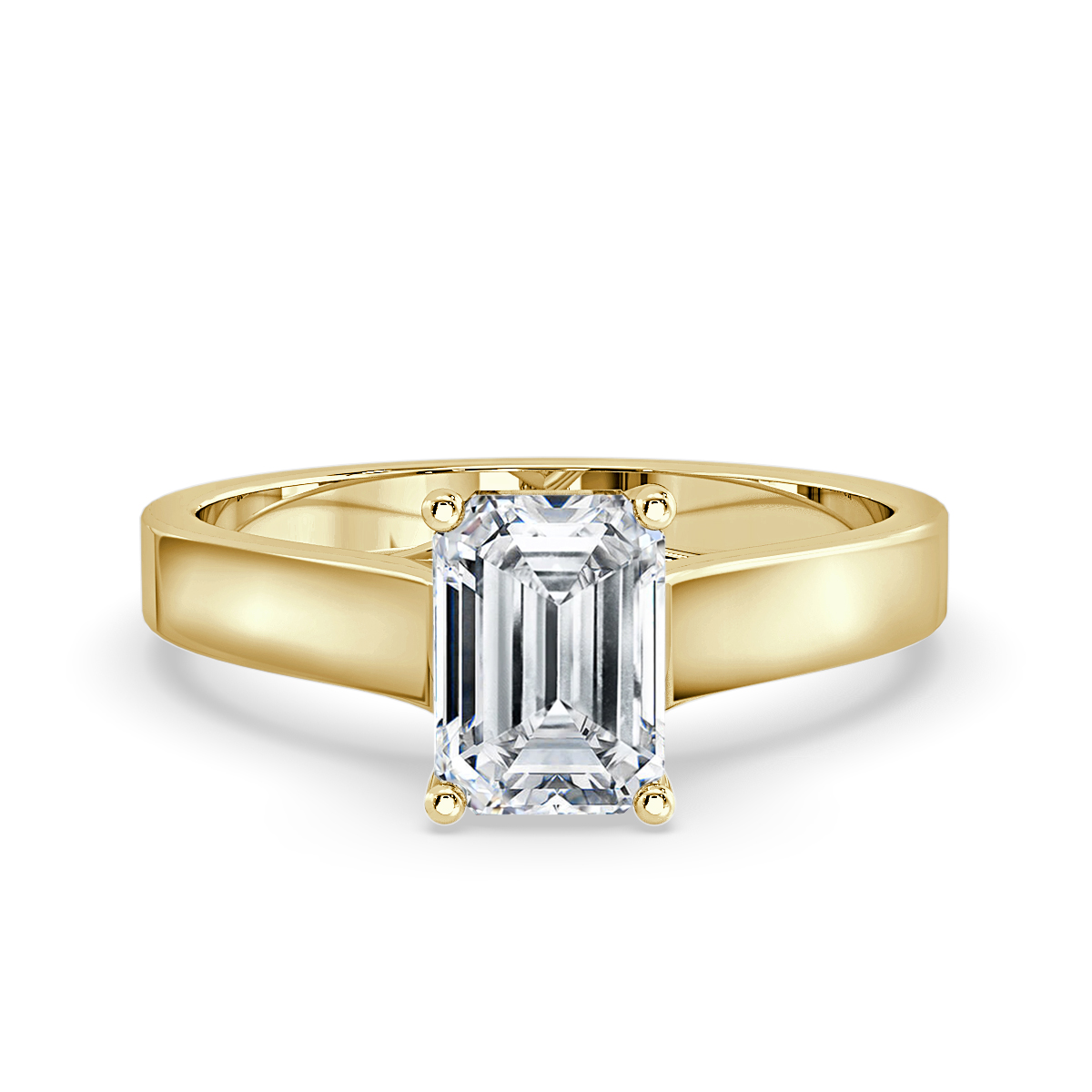 Interlace Emerald Diamond Solitaire Ring