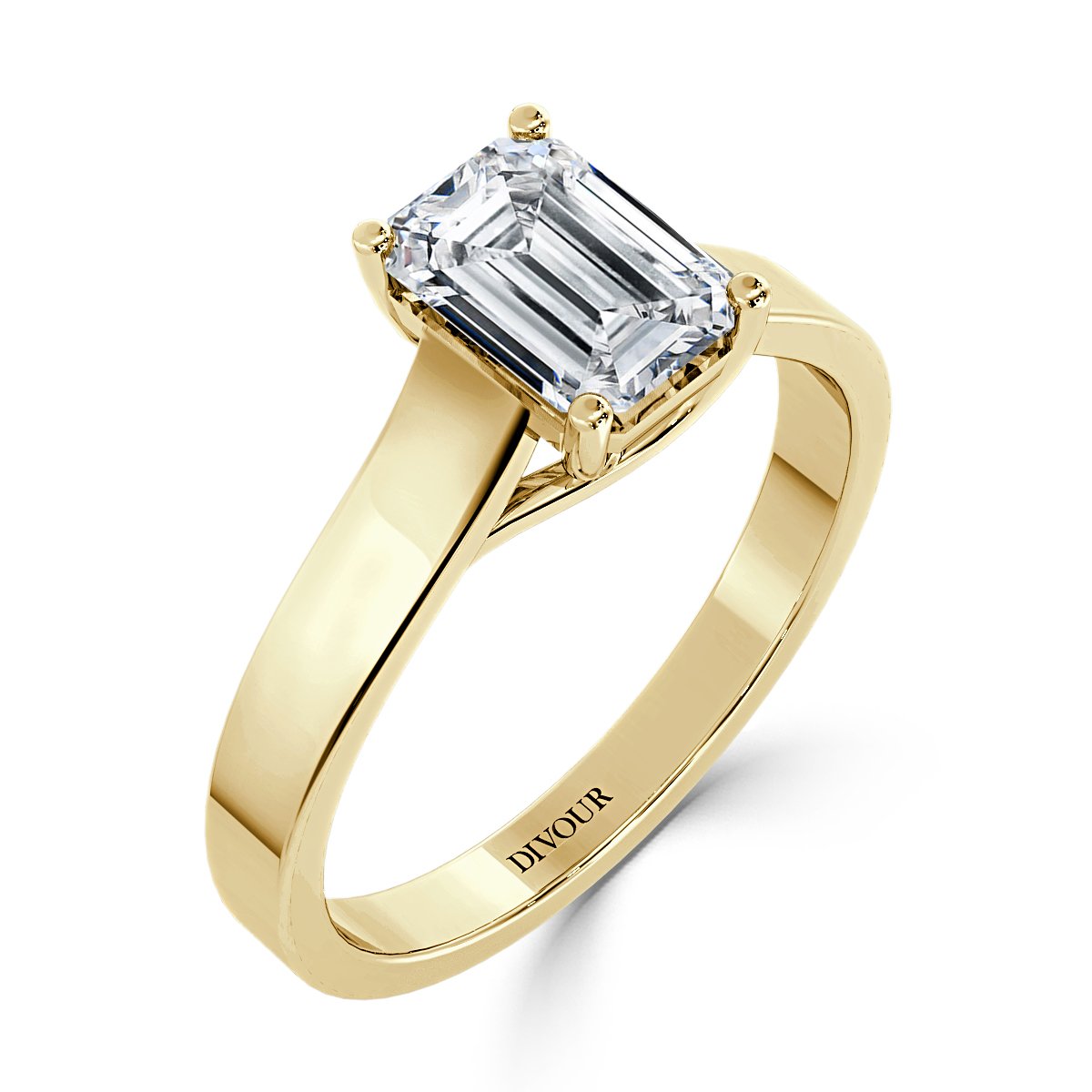 Interlace Emerald Diamond Solitaire Ring