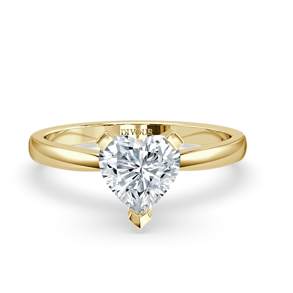 Tapered Band Heart  Solitaire Ring