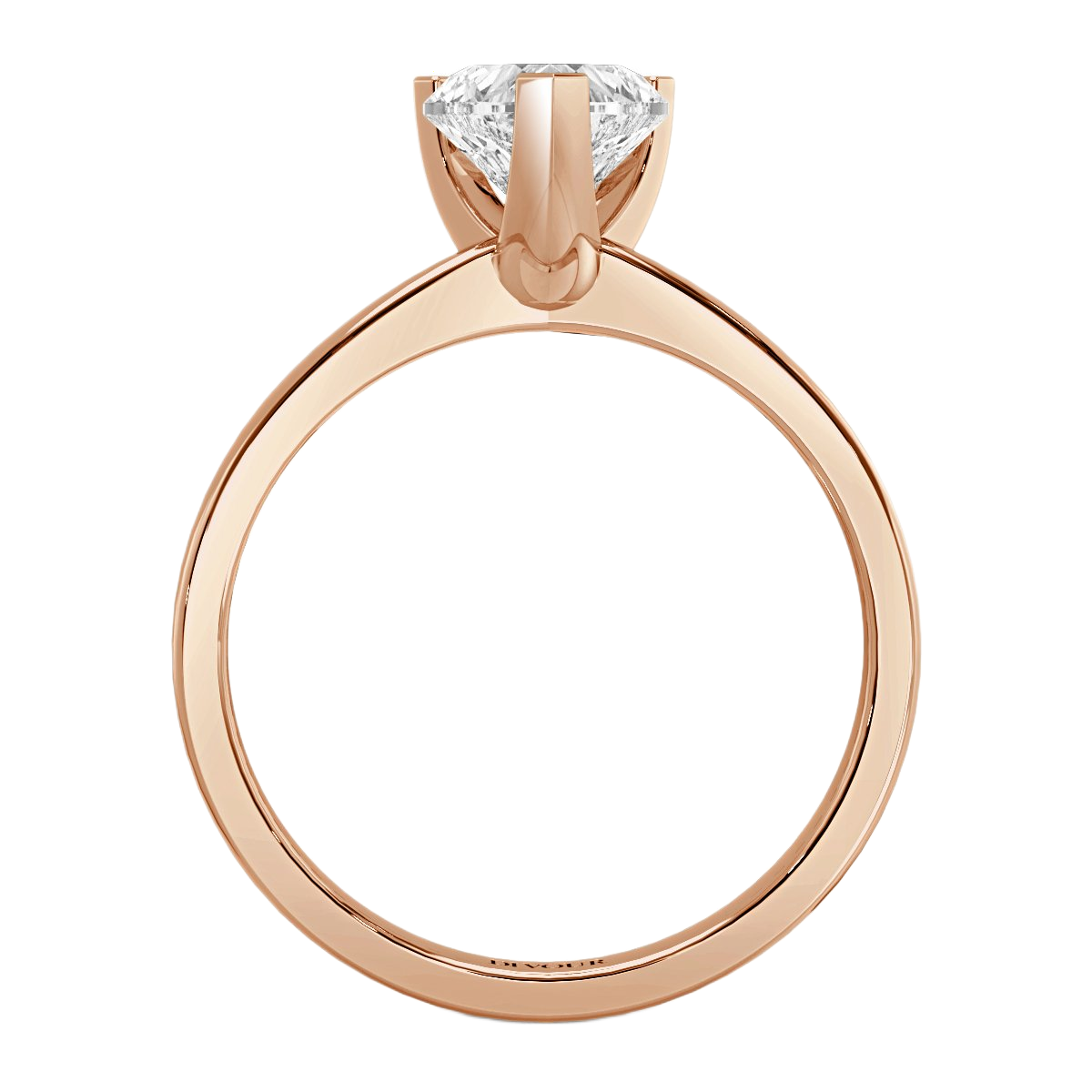 Tapered Band Heart  Solitaire Ring