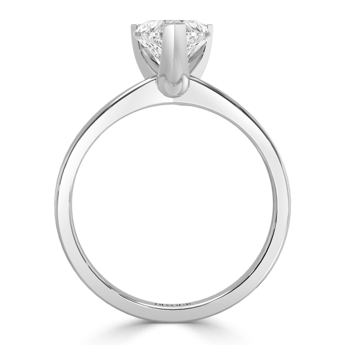 Tapered Band Heart  Solitaire Ring